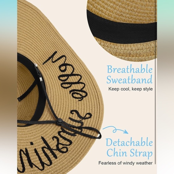 Hello Sunshine wide brim straw sun hat - Picture 2 of 6